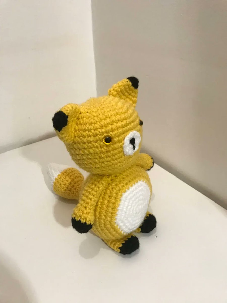 Crochet Fox (Yellow) 8.5' tall - etsy.com/uk/listing/870… - #fox #cub #etsy #etsyretwt #crochet #handmade #amigurumi #ATEtsyRT #anthonybrighton