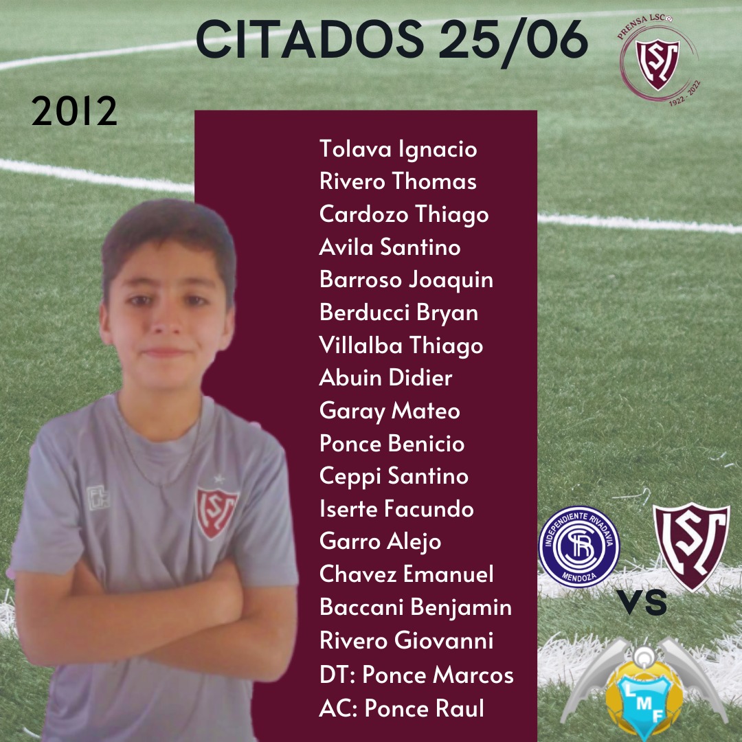 Jugadores Citados - Infantiles
<a href="/LigaMendocina/">LigaMendocinaFutbol</a>
25/06
CSIR vs LSC
Ciudad Deportiva Independiente Rivadavia