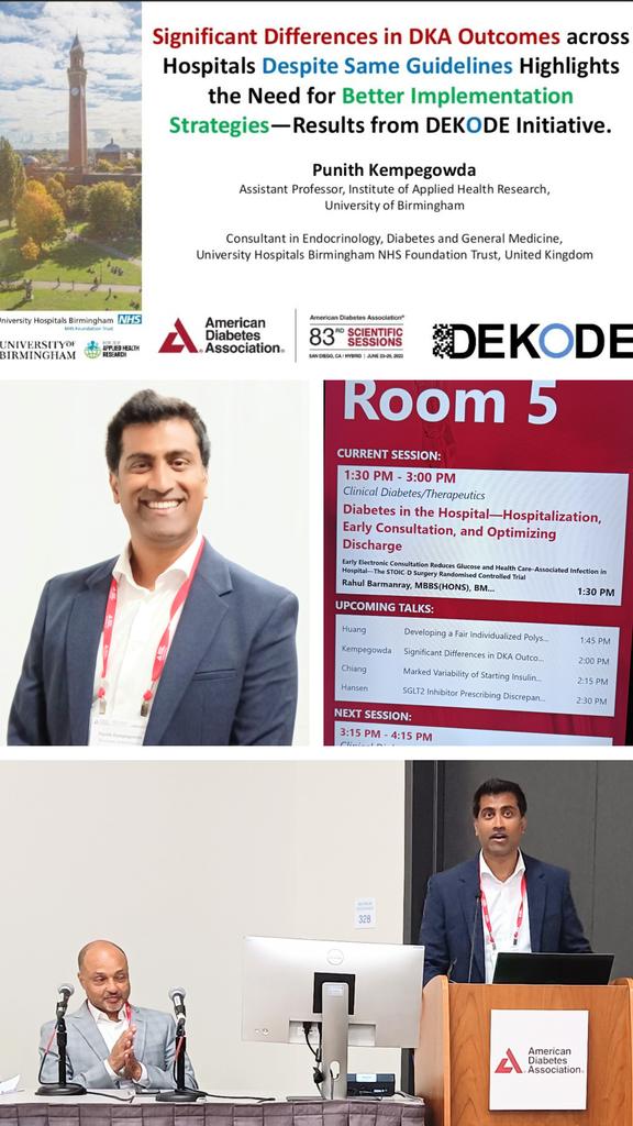 Punith Kempegowda (@drpunith) on Twitter photo Thank you <a href="/AmDiabetesAssn/">American Diabetes Association</a> for the opportunity to present our work on #DKA care at #ADA2023..
Now that we've shown sig. variability in DKA care b/w hospitals, we'll now work towards ensuring everyone gets same & good quality Rx irrespective of their background.
#AcuteDiabetes Thank you <a href="/AmDiabetesAssn/">American Diabetes Association</a> for the opportunity to present our work on #DKA care at #ADA2023..
Now that we've shown sig. variability in DKA care b/w hospitals, we'll now work towards ensuring everyone gets same & good quality Rx irrespective of their background.
#AcuteDiabetes