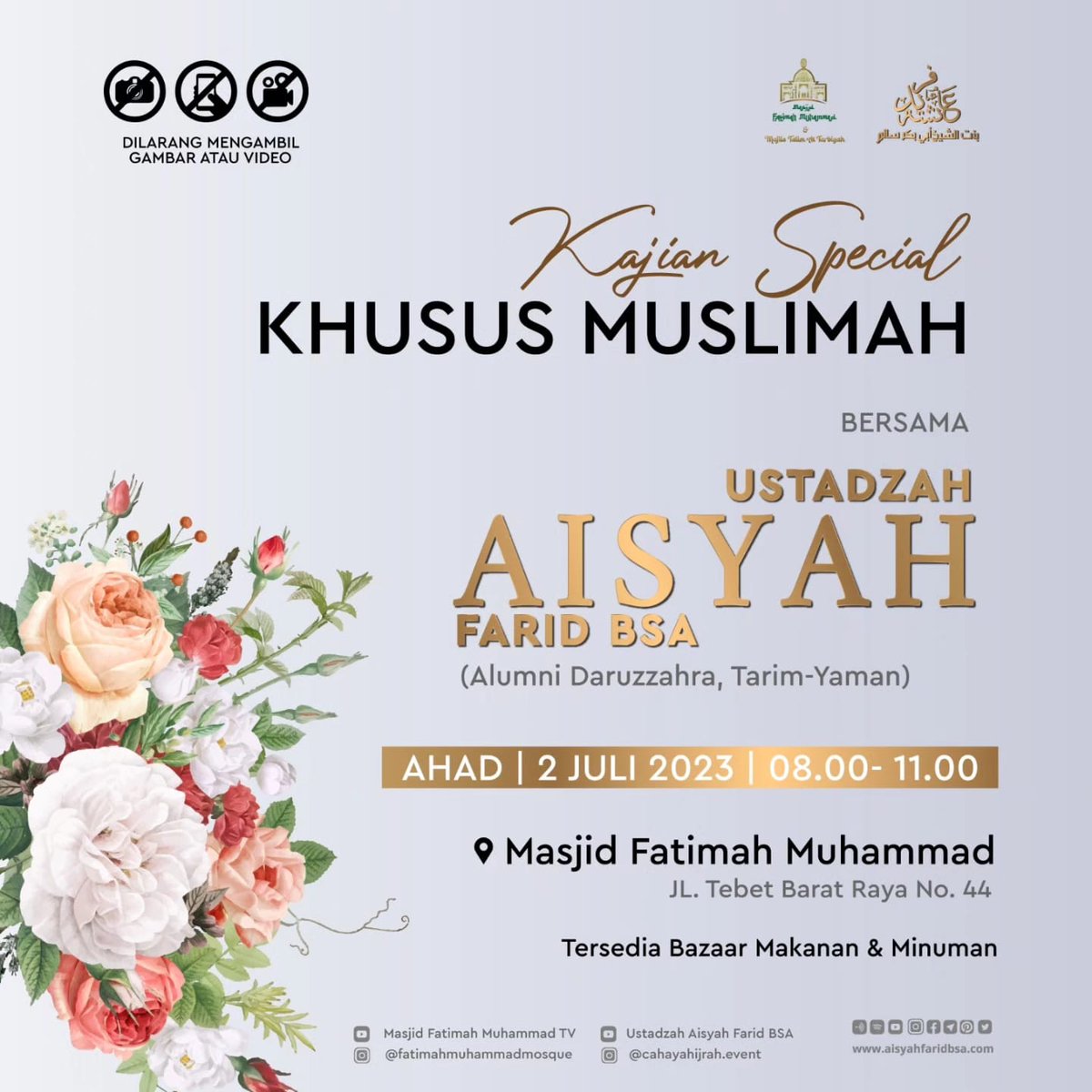 Bismillah..
Jadwal seminggu kedepan. Niat hadir yuk ke majelis kebaikan dan syiarkan..

Untuk update jadwal lainnya bisa lihat di
aisyahfaridbsa.com/#schedule

#aisyahfaridbsa
#ustadzahaisyahfaridbsa
#jadwalustadzahaisyahfaridbsa
#cahayahijrahevent
#cahayahijrahpeduli
#jadwalmajelis