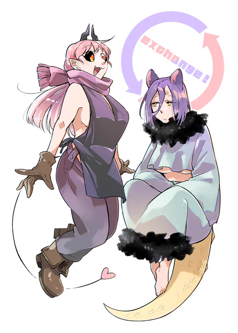ヒースとミクさんで衣装exchange～!  #ごはんのおトモ #ぼっち盲