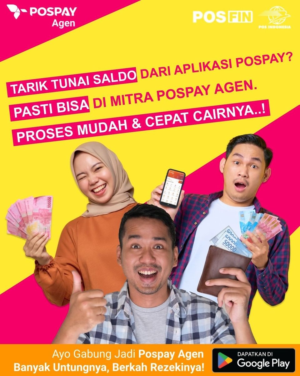 posaja_sw79100's tweet photo. Tarik Tunai Saldo Aplikasi Pospay di Mitra Pospay Agen, banyak untungnya...
#PospayAgen #BanyakUntung #BerkahRezeki #UsahaMandiri #PPOB #PosIndonesia
@PosIndonesia @pospay_official @PosAjaOfficial https://t.co/4pmAyXAfw9