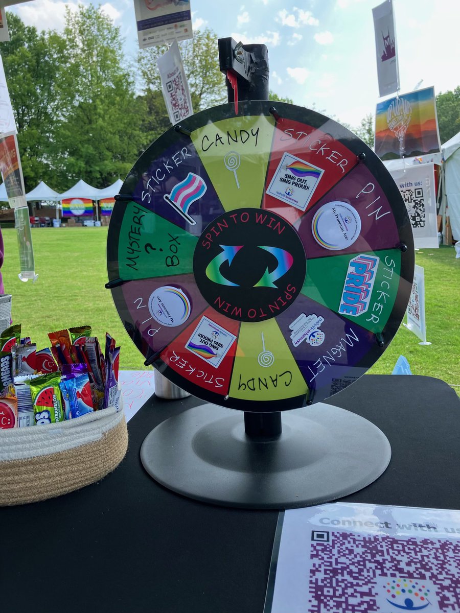 Come by our booth for more information and a chance to spin for some fun goodies!

#nashvillepride #Pride2023