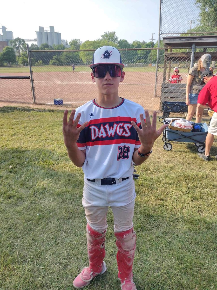 2027Sb's tweet photo. It doesn’t happen often but today @DBrandle2028 was able to play all 9 positions in the season so far as he finished it off at catcher. He caught two innings of ball today. This says a lot about our team on how versatile they are  as a whole.
 
#ninepositionsfilled
#weseeyou28 https://t.co/BWWIFLC66K
