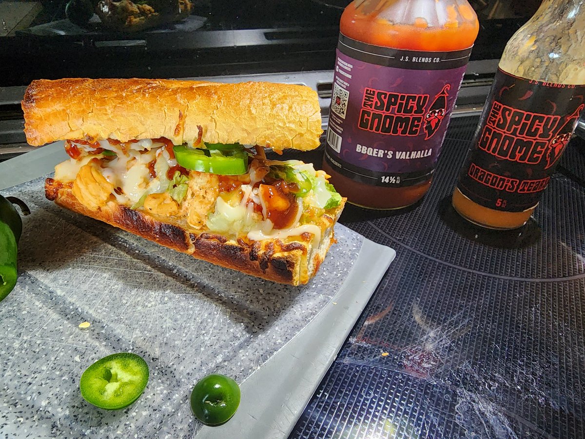 thespicygnome's tweet photo. Spicy chicken sandwich! With both #BBQERSValhalla and #DragonsTears π₯π₯ π https://t.co/BH2CVBGwyy