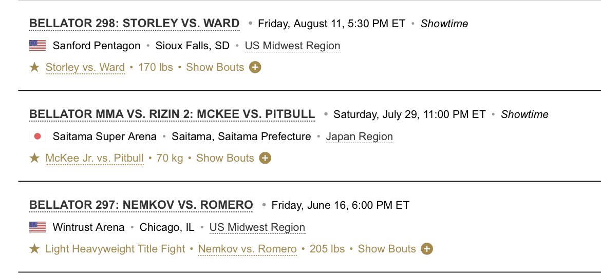 bellator only having 3 events this summer is wild