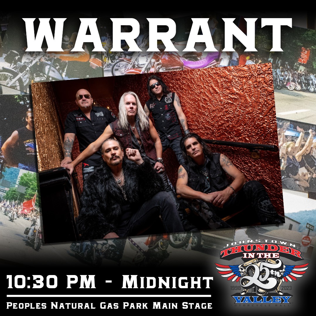 ThunderITValley's tweet photo. And here. We. Go! Warrant, our final headliner for the 25th Anniversary of Thunder in the Valley, will be going live in an hour at Peoples Natural Gas Park Main Stage!

Stage Schedule: https://t.co/LBwTlmbGAY
All Stages Sponsored by CamTran and Edgar Snyder and Associates! https://t.co/ZFiC4Wb2Oa