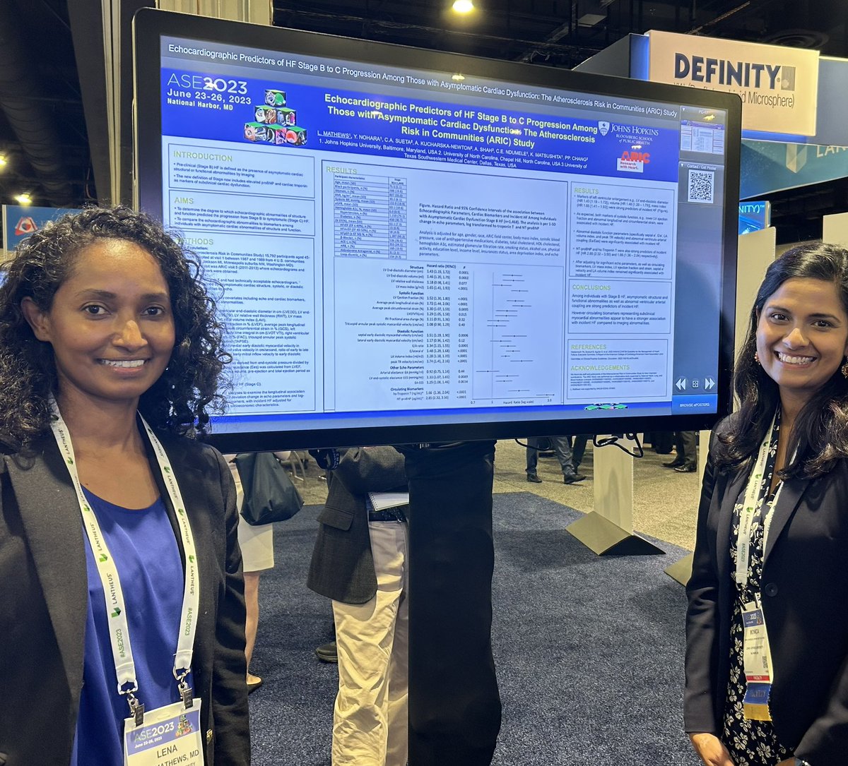 @ErinMichos @DrLenaMathews Wonderful @ASE360 poster presentation by #echofirst @hopkinsheart ⭐️ faculty @DrLenaMathews