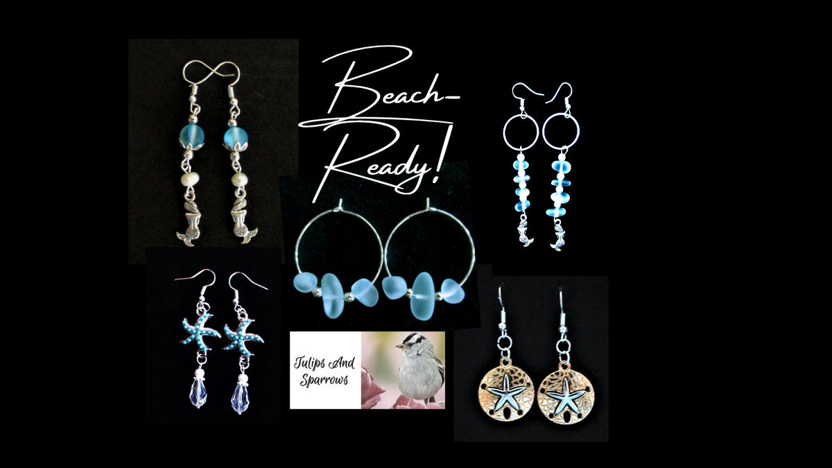 #beachjewelry #beachearrings #bluejewelry #summerjewelry #mermaidjewelry #sanddollarjewelry #seaglasshoops #hoops #silverhoops #silverearrings #mixedmetalearrings tulipsandsparrows.etsy.com