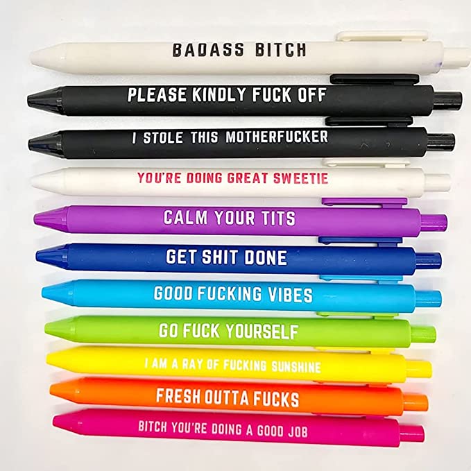 Cityhermit 11Pcs Funny Pens Set for Adults
Swear Word Daily Ballpoint Pen
Premium Novelty Pens Set Days of The Week Pens Dirty Cuss Word Pens for Each Day
Funny Office Gifts for Coworkers 

amzn.to/3xiGIfc 
#AdultingAndStuff #funnygifts