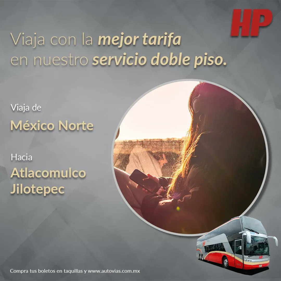 ¡Súbete a la experiencia Clásico de #Autovías! 

Viaja en nuestras unidades HP de doble piso en la ruta Ciudad de México Norte con destino a #Atlacomulco y #Jilotepec. 

Adquiere tus boletos en las taquillas de @autovias_ en la Terminal Norte de la Ciudad de México. 🌳🌄🚌
