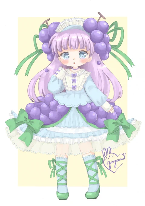ぶどうちゃん完成～ #ぐぐるの絵 #オリジナルイラスト