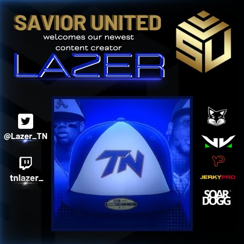 SaviorUnitedHQ's tweet photo. We would like to announce our newest member and Content Creator @Lazer_TN. Welcome to the #SaviorFamily my guy. https://t.co/jUKEgW57BT