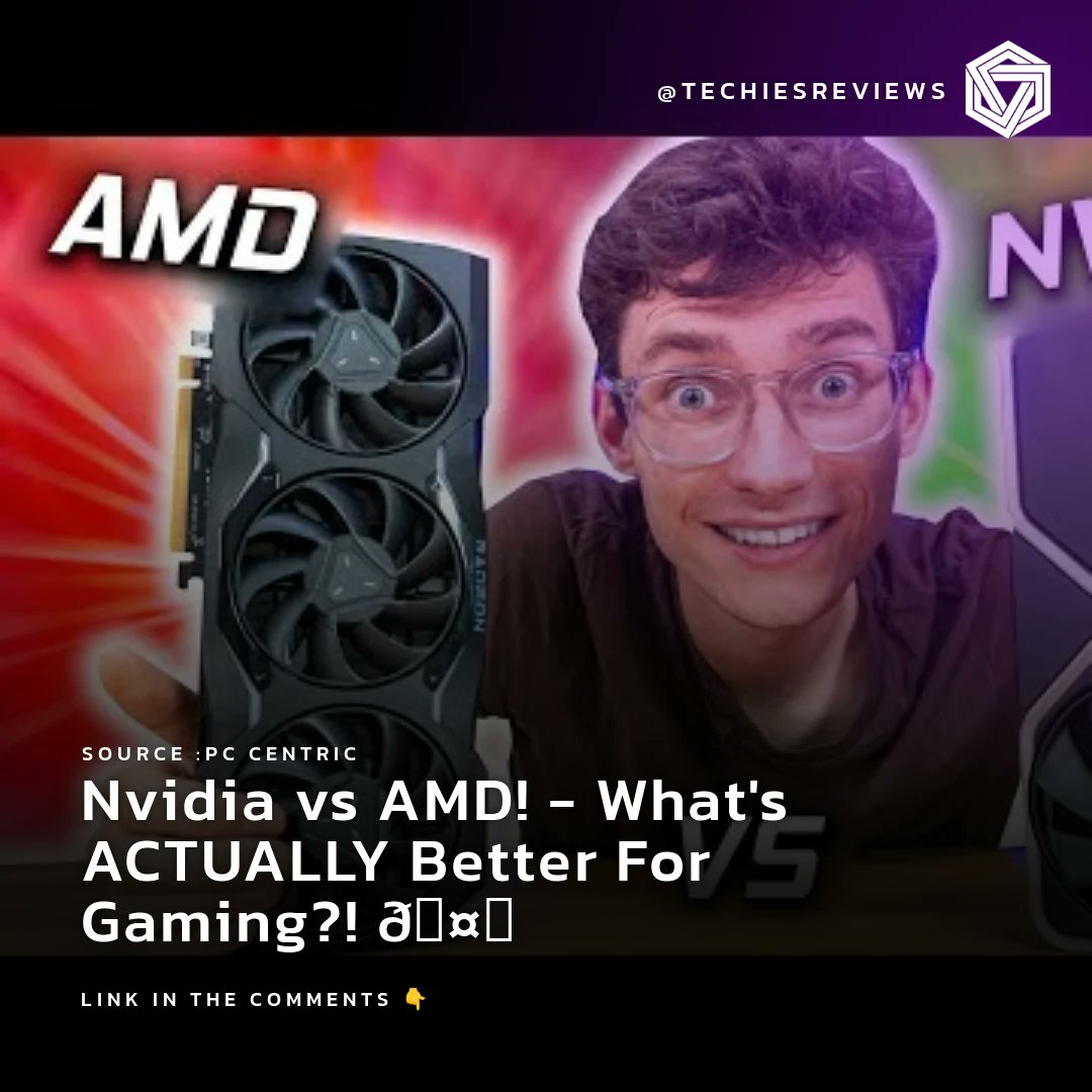 techiesreviews's tweet image. Hey, techies! PC Centric shared an insightful comparison between Nvidia and AMD graphic cards for gaming! 🎮 Which one actually performs better? Check out their detailed analysis and make your choice. #NvidiaVsAMD #GamingGraphics #PCGaming 🖥️💥 Which brand do you...