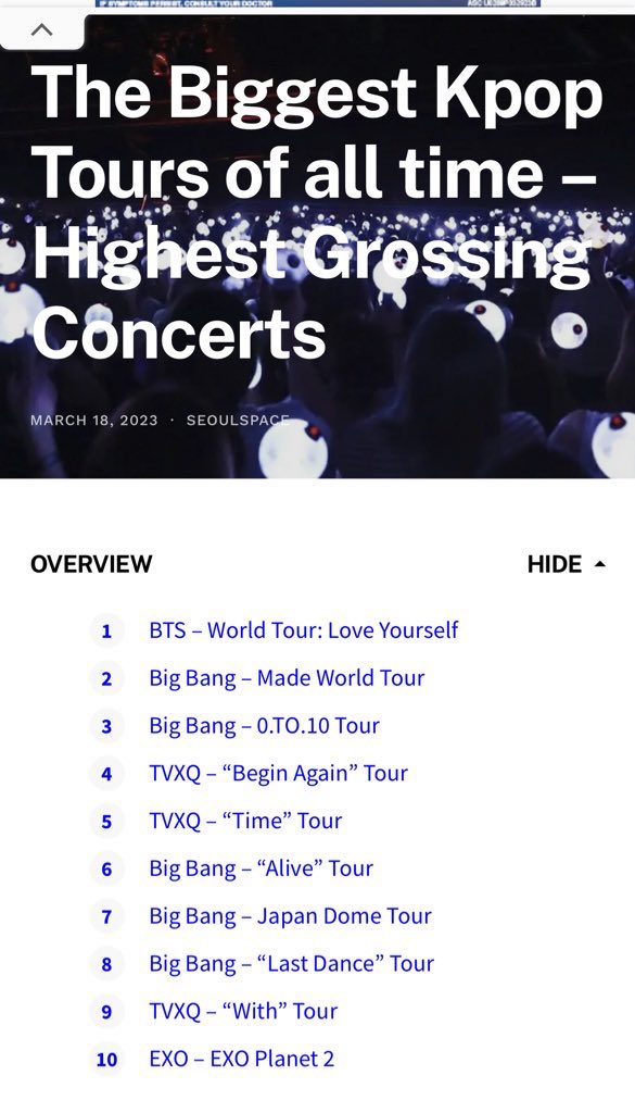 YG counting pennies cause Bigbang bagging the revenues cause they funded their own tours & producing their owns songs. Bb got 5/10 highest grossing tours of all time mind you.