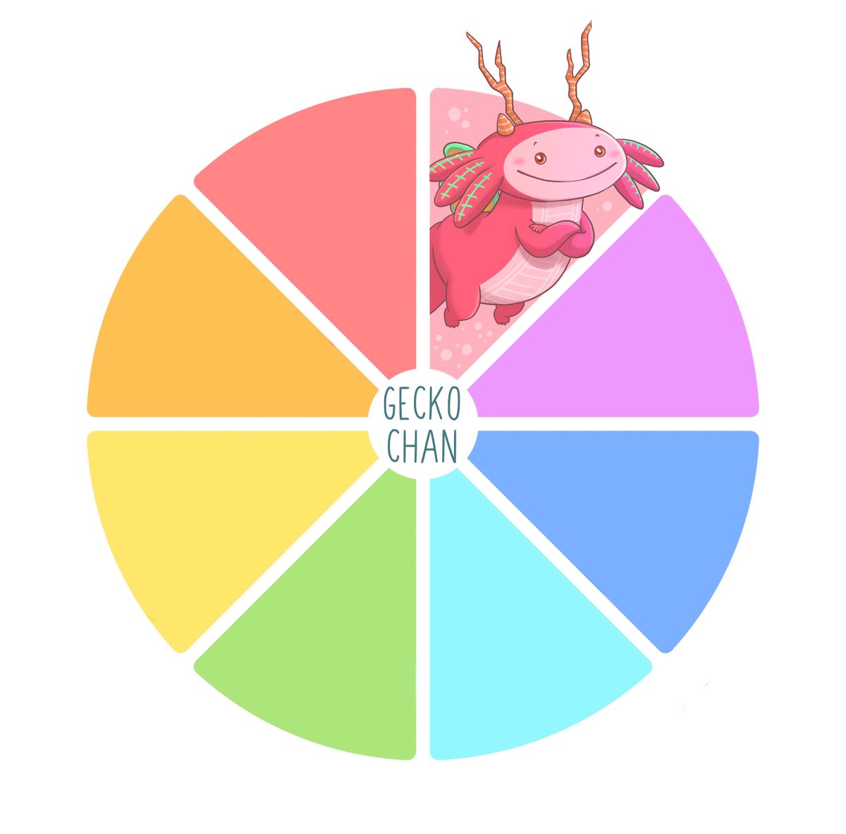 GeckoChan_'s tweet photo. Ok, let’s try this, the “Colour wheel”! Obviously I’m going to make this trend with my own characters from the Webtoon Gecko Chan. Let’s go! First character is for the pink colour and is “Ale”, the Axolotl Alebrije. https://t.co/6tohNiiOEh