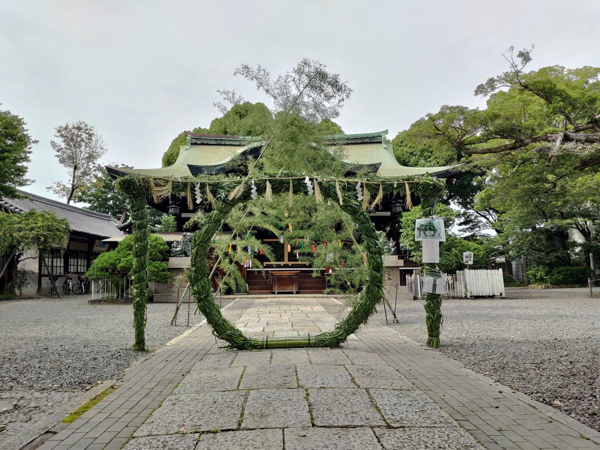 本日（6/25）、茅の輪と七夕笹の代わりの竹を生根神社生青会の皆さんにご奉仕いただき設営できました。
願掛けと夏越の祓にどうぞお参りください。
