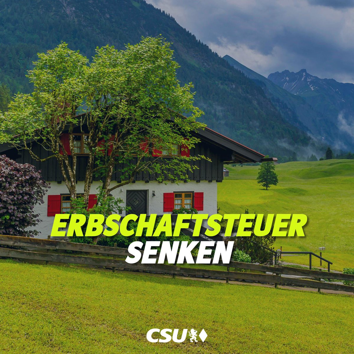 Markus_Soeder's tweet photo. Wir schützen das Eigentum. Die #Erbschaftsteuer der Ampel führt zu einem Ausverkauf der Heimat und ist zum Nachteil Bayerns. Dagegen klagen wir. Sie ist mittelstandsfeindlich, schwächt familiengeführte Unternehmen und gefährdet den hart erarbeiteten Wohlstand vieler Bürgerinnen und Bürger.

Hier geht's zu unserem Regierungsprogramm: https://t.co/m2r1dS3ckR