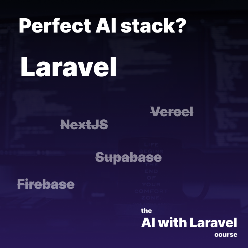 Laravel

is all you need

to build awesome AI experiences.

---

Twitter offer: 35% off

aiwithlaravel.com

Grab this video course to elevate your AI skills with the framework you love.

Master contextual embeddings, document conversations, and optimization techniques.