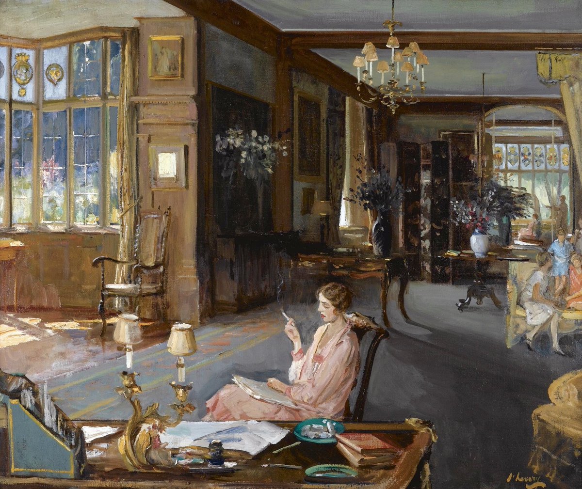 Mary Borden and her family at Bisham Abbey, John Lavery, Berkshire, UK, 1925.