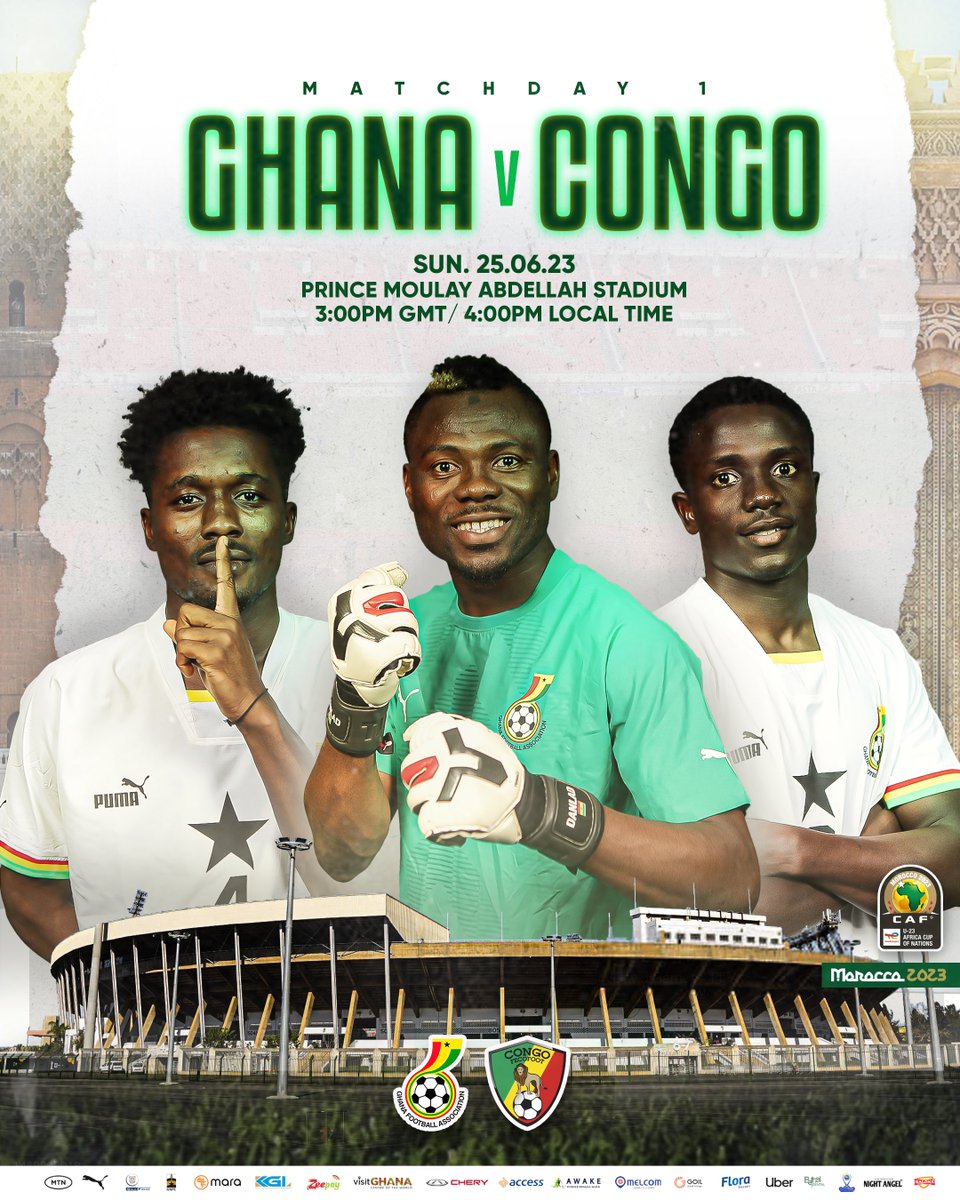 🔥 𝗠𝗔𝗧𝗖𝗛𝗗𝗔𝗬 👊🏾

🇬🇭 Ghana U23 🆚 Congo U23 🇨🇬
⏰ 3:00PM GMT 
🏟️ Prince Moulay Abdellah Stadium 
📺 Live On @maxtvgh 

𝑪𝒐𝒎𝒆 𝑶𝒏 #BlackMeteors ! 🫶🏾

#TotalEnergiesAFCONU23