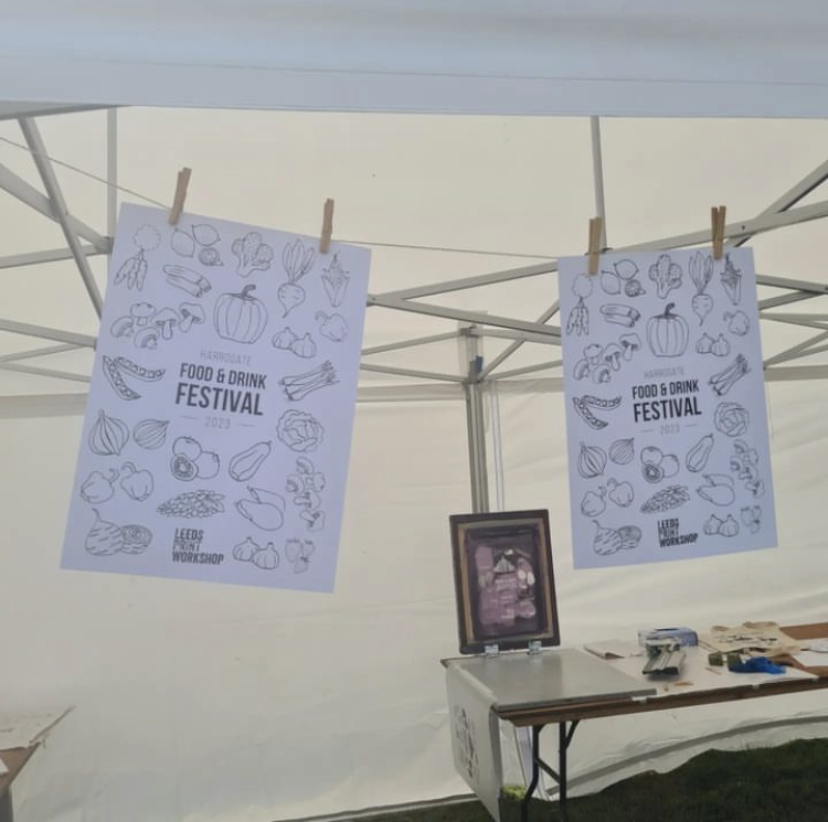 This weekend we're @HarrogateFood Festival doing live screen printing posters and totes with the public. Come along and join in. Great music, food, drink and activities!