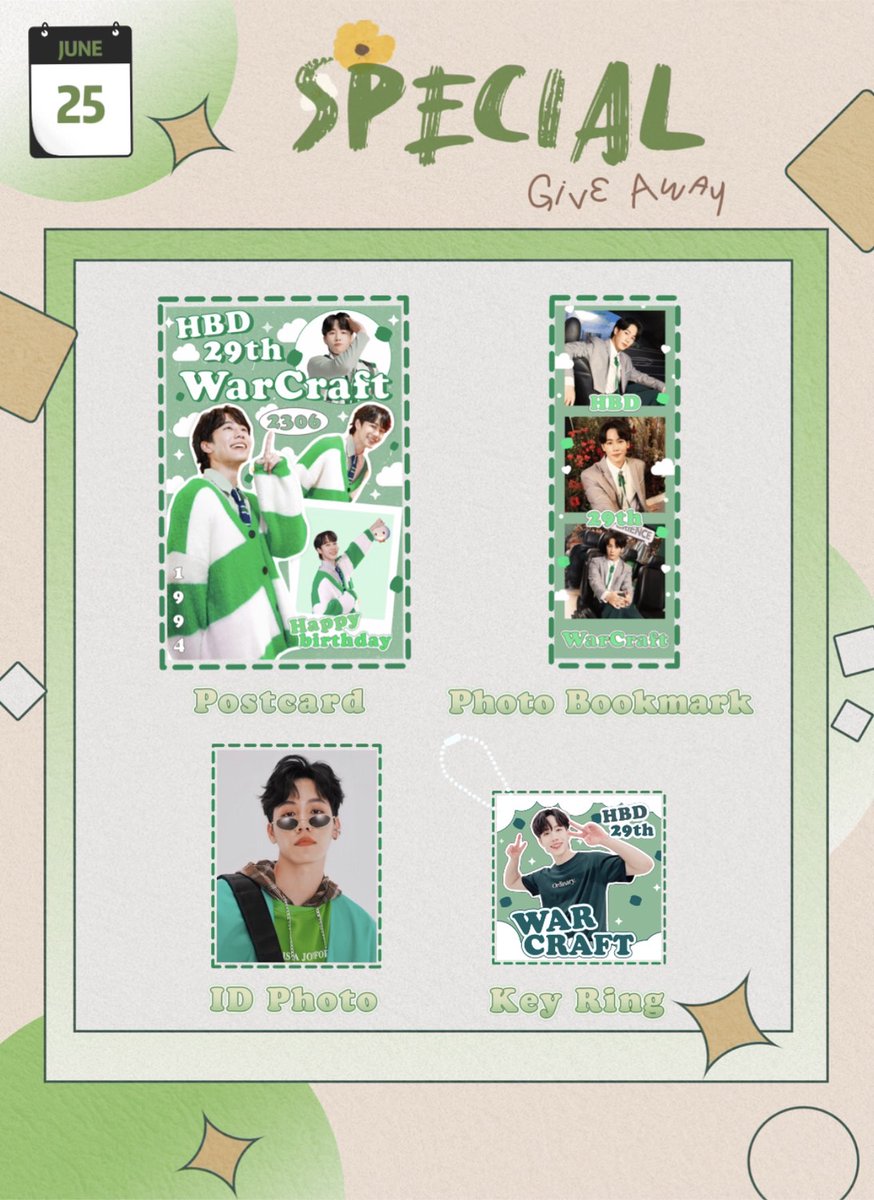 ✨Special Give Away set 3 (only 30 set)✨ 🗓️ Sunday 25 June 2023 
📍พี่ๆยอที่สั่งเครื่องดื่มกับทางร้าน 30 คนแรก จะได้รับ Cup Sleeve 1 ชิ้น + Special Give Away 1 เซต ทันที!! 
.
ปล.วันนี้วันสุดท้ายแล้ว พี่ๆอย่าลืมมารับกันน้าาา🥹🤍
 #HBD_29thWARCraft #HBD29thSunshineWAR #warwanarat