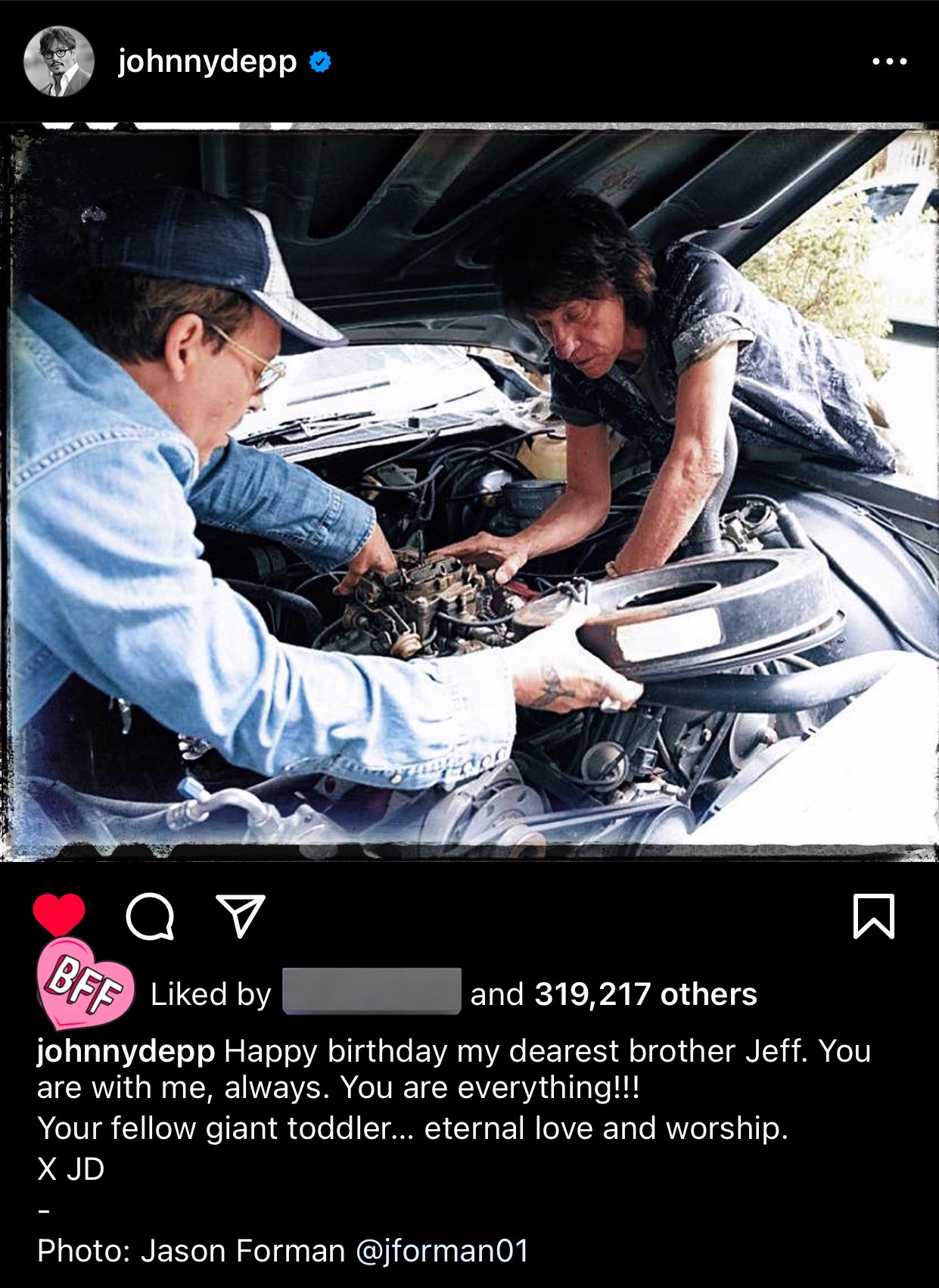 Johnny Depp wishing Jeff Beck a happy birthday via his new instagram post. don t mind me crying 