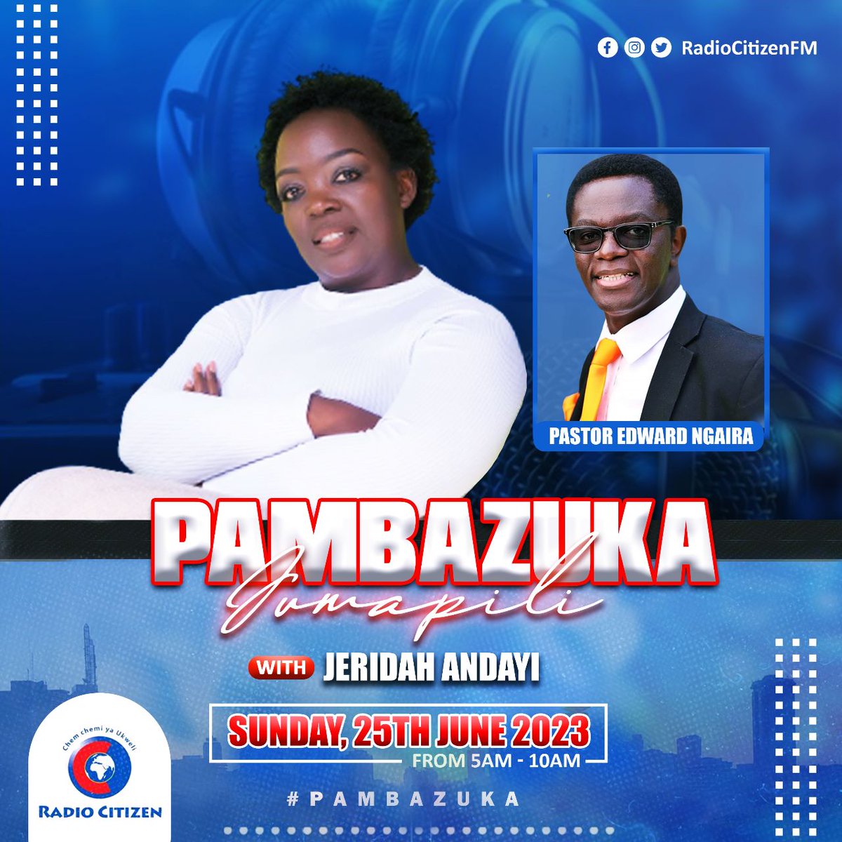 Jumapili yenye baraka tele kwako. Umeamkaje? Tayari kwa Ibada? @JeridahAndayi #PambazukaJumapili #RadioNumberOne