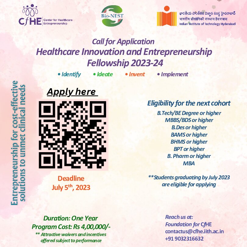 Are you passionate about healthcare innovation and want to make a real impact on the world? CfHE is thrilled to announce the opening of applications for our renowned Fellowship Program 2023! Apply Now-lnkd.in/gAgY2JpB