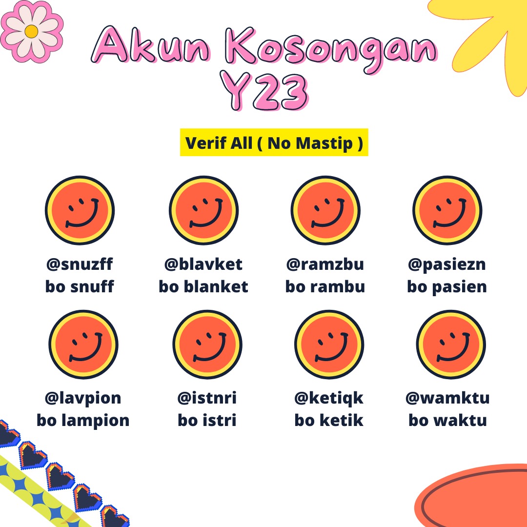 *WTS KOSONGAN Y23*

💸 9000

✯ verif all ( no mastip )
✯ go green, -ssb ganti usn
✯ dapat pw email + wa verif
✯ tidak/belum limit 12H