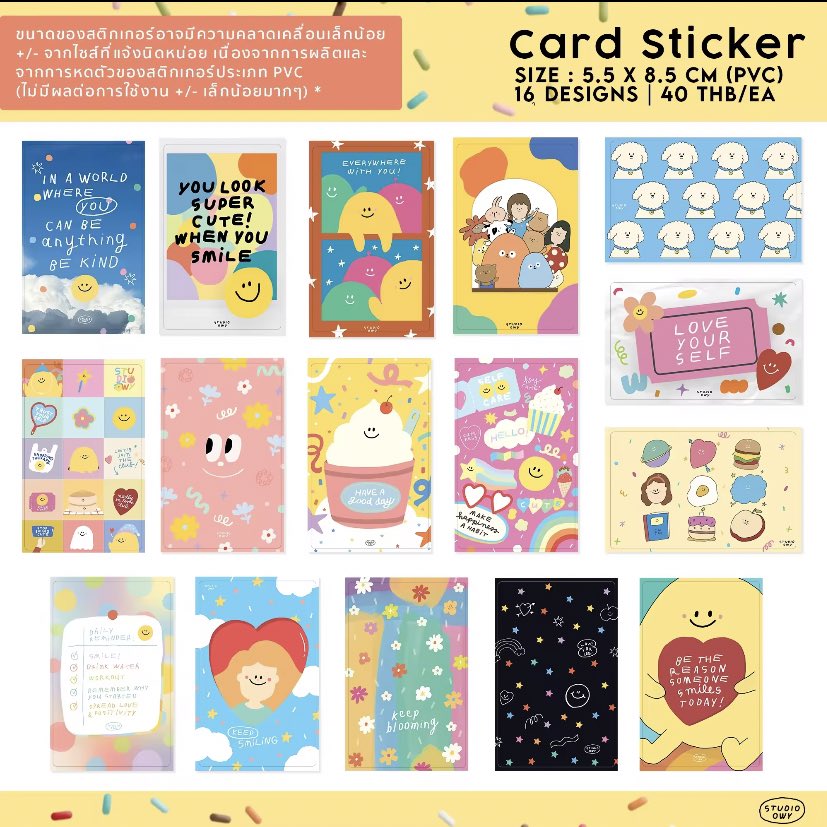 bluemoonhappyy's tweet image. แบรนด์ STUDIO.OWY ทำ card sticker / สติกเกอร์ติดบัตรได้ออกมาโครตน่ารัก เลือกไม่ได้ว่าจะเอาอันไหน แล้วราคาแค่ 40 บาท บัตรมีกี่อันติดให้หมด!
🥓 s.lazada.co.th/s.QljwV?cc

#สติ๊กเกอร์ #สติ๊กเกอร์ติดบัตร #cardsticker #ตลาดนัดสติ๊กเกอร์ #สติ๊กเกอร์เกาหลี #สติ๊กเกอร์ราคาถูก