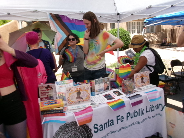 sfpl's tweet photo. Our booth at #PrideOnThePlaza was pretty fantastic as well! We had giveaways of books, bookmarks, stickers, temporary tattoos, flags, window decals, buttons, eBook codes, AND rainbow dog treats!

#LibrariesAreForEveryone #LibraryLife #LibraryPride #ThisIsASafeSpace #Pride2023 🏳️‍🌈 https://t.co/jCGMW2qJio