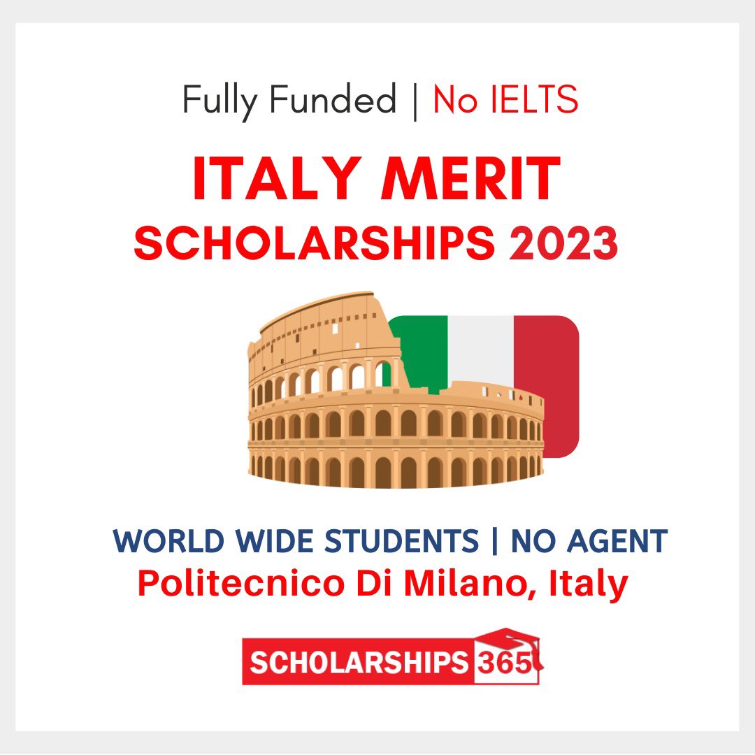 NO IELTS | Fully Funded Italy Scholarships 2023-2024 at Politecnico Di Milano, Italy!

👉 Link: scholarships365.info/politecnico-di…

Programs: 43+ Degree Programs

Offers: Fully Funded

Deadlines: 18th July, 2023

#Scholarships365 #europe #studyabroad #scholarships #trending #italy #ielts