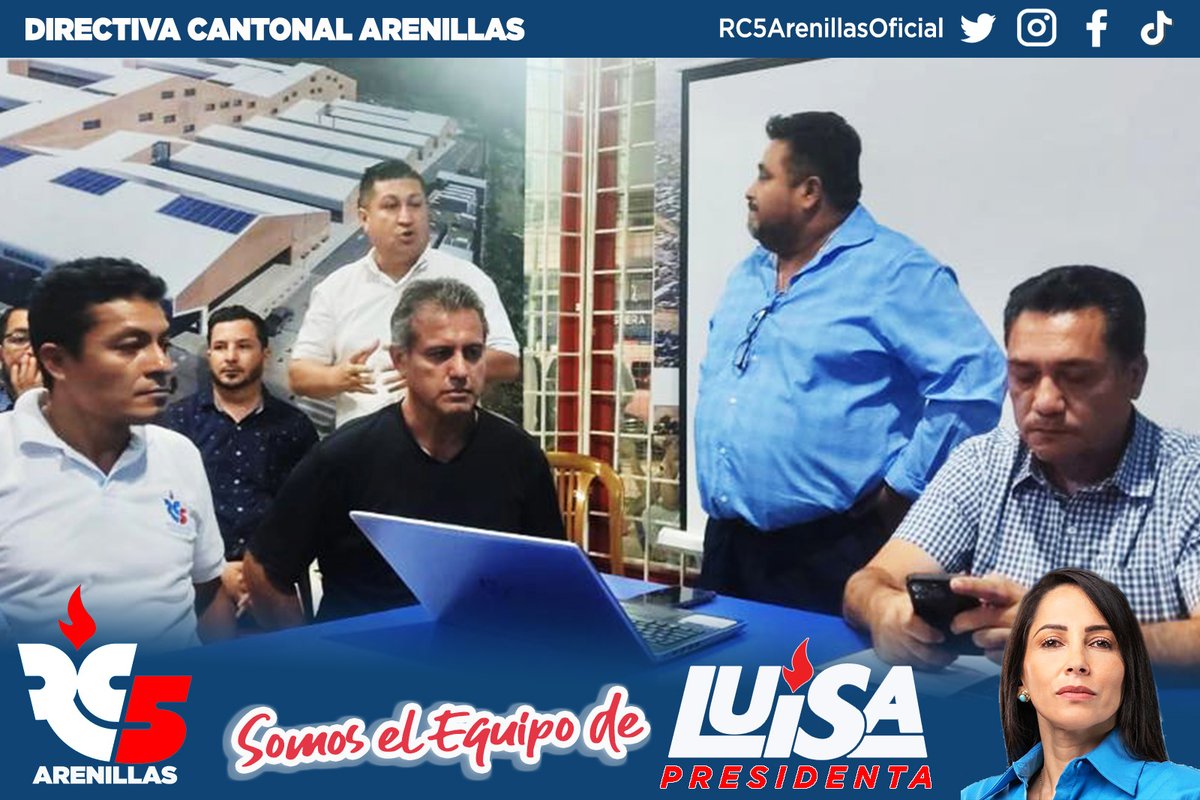 RC5Arenillas's tweet photo. 𝐑𝐄𝐔𝐍𝐈𝐎𝐍 𝐏𝐑𝐎𝐕𝐈𝐍𝐂𝐈𝐀𝐋 𝐑𝐂𝟓-𝐏𝐋𝐀𝐍𝟕𝟕
Dentro del marco de cooperación política en alianza #RC5 #PLAN77, mantuvimos una reunión provincial con la finalidad de iniciar la Campaña electoral y prepararnos para recibir a #LuisaPresidenta #AndresVicepresidente #ElOro https://t.co/iO6PbpWH6J