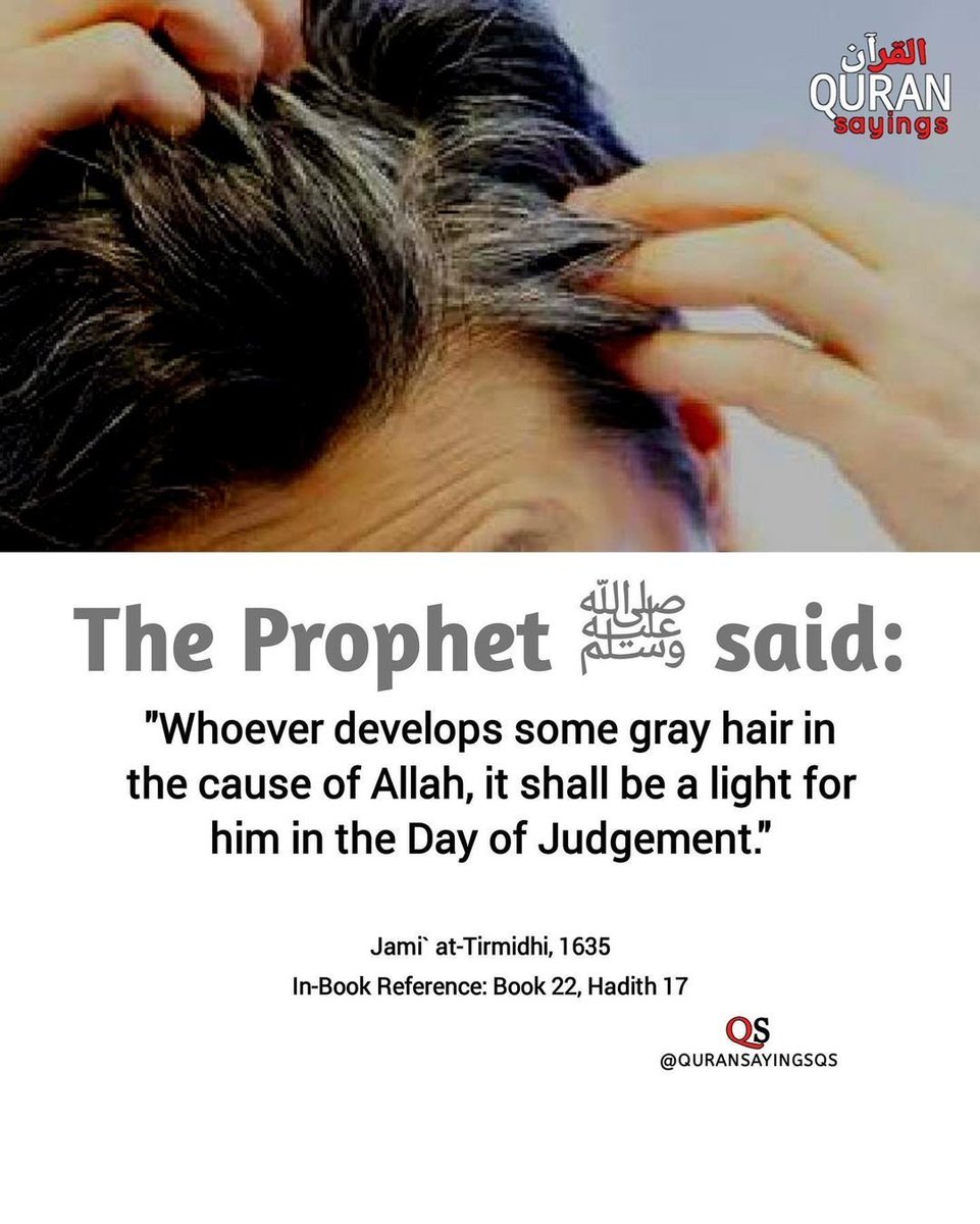 The Prophet Muhammad (Sallallahu Alayhi Wasallam) Said: “Whoever Develops Some Gray Hair In The Cause Of Allah, It Shall Be A Light For Him In The Day Of Judgement”…🕋📿