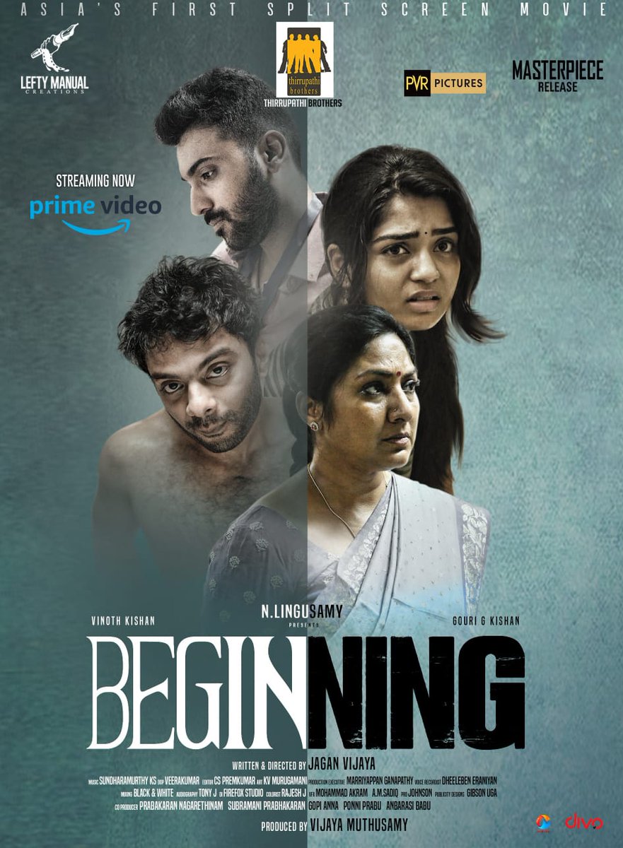 Streaming from today in Amazon prime!! #Beginning #பிகினிங் @thirrupathibros @LeftyManualEnt @masterpieceoffl @JaganVijaya1 @itisbose @vinoth_kishan @johnsoncinepro @tonyato @dop_veera @Gourayy @Rohinimolleti @sachinmvm75 @SundaramurthyKS @ECspremkumarCk