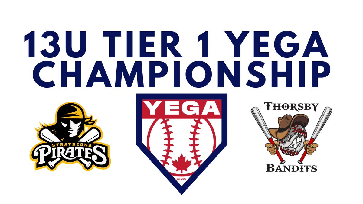 2023 @BaseballAlberta 13U Tier 1 YEGA League Championship Game is set for tomorrow at Sherwood Heights:

Strathcona Pirates vs Thorsby Bandits
Sherwood Heights 2
12:00pm

#SPMBAFamily