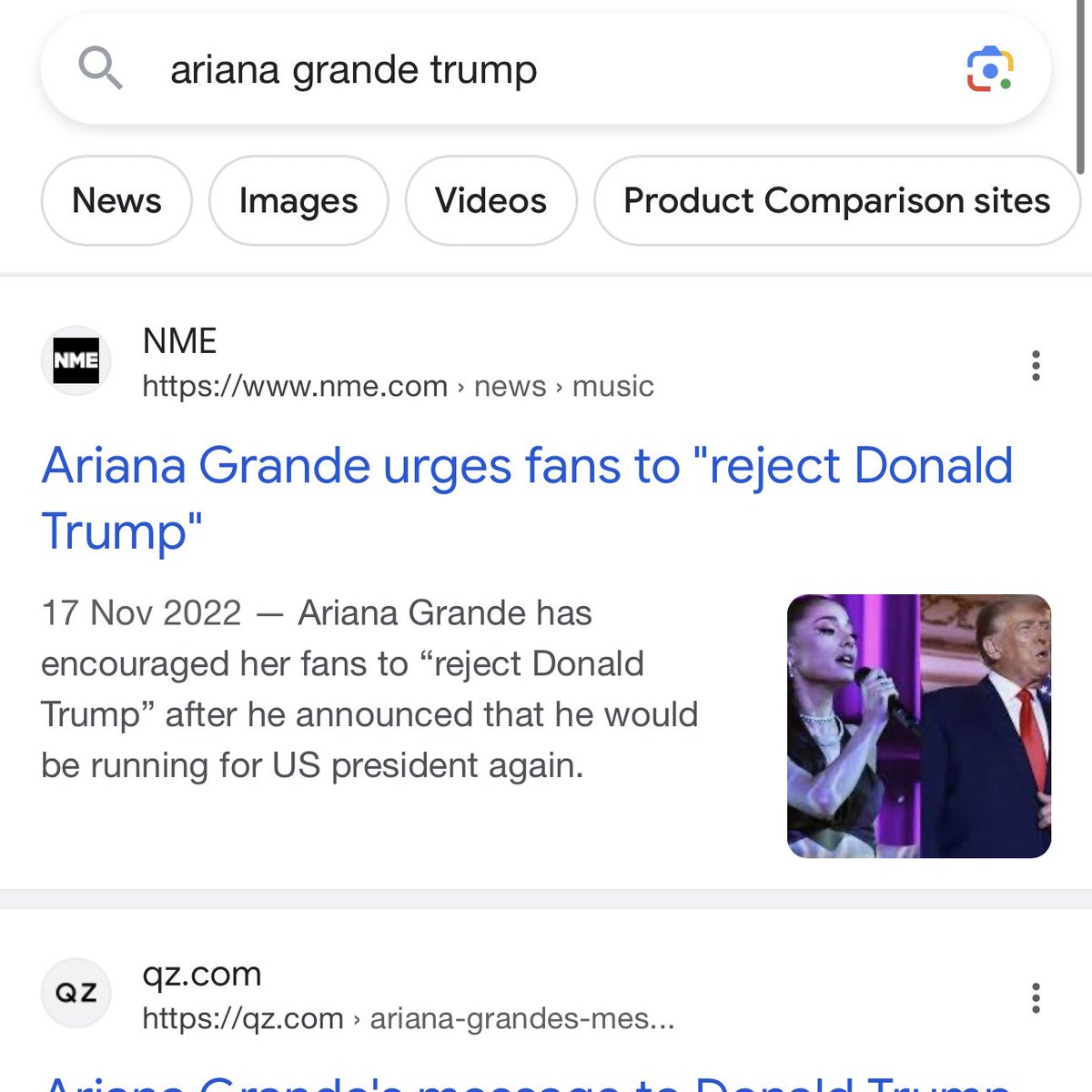 trying to accuse ariana as a trump supporter is insane because it takes one google search to disprove all your disgusting lies