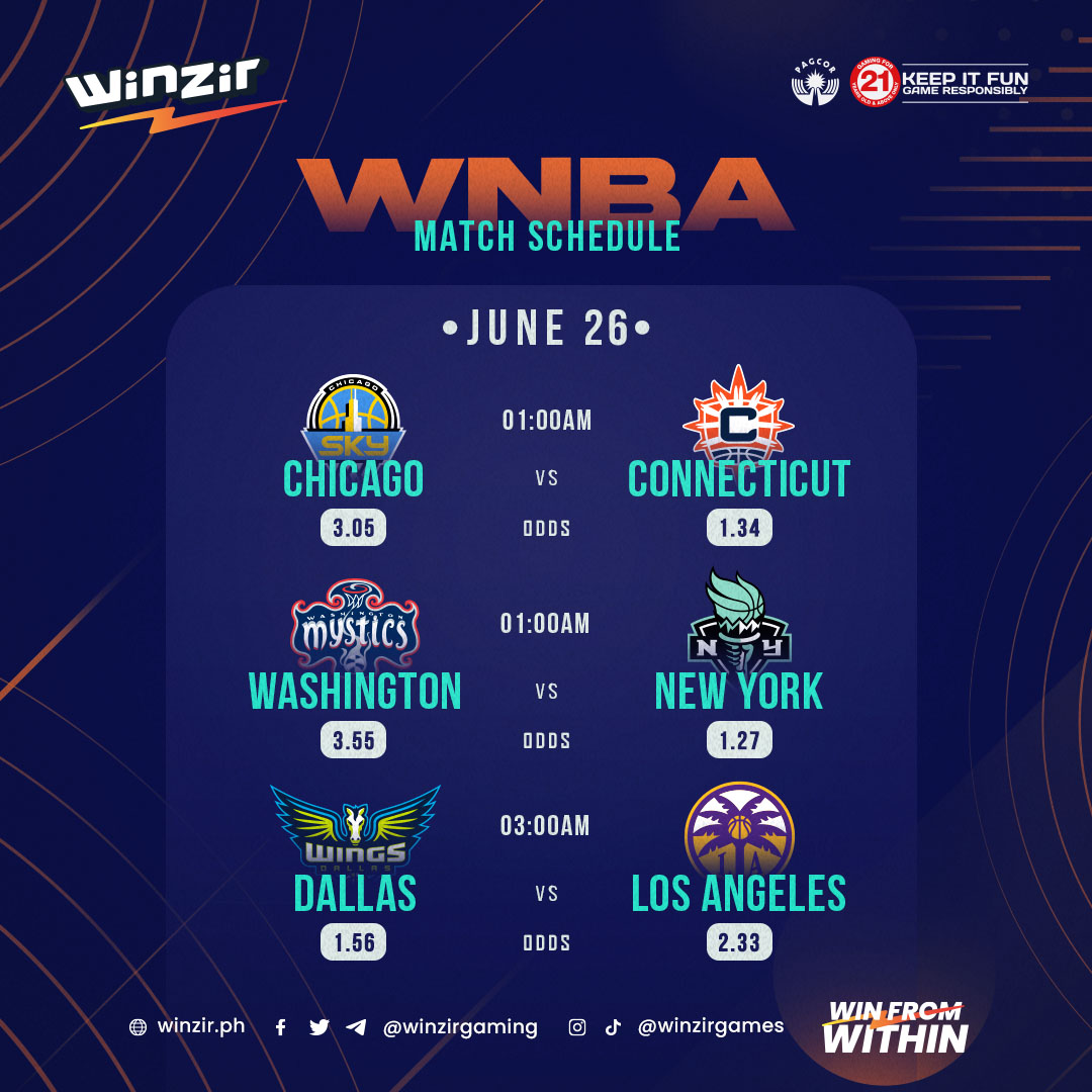 The determined underdogs, Chicago Sky, gear up to battle against Connecticut Sun — the almighty top-seeded force of the East! 🔥

Can the underdogs stage a fiery comeback? 😎

Bet here: winzir.ph/wnba

#winzir #wnba #CommissionersCup #keepitfun