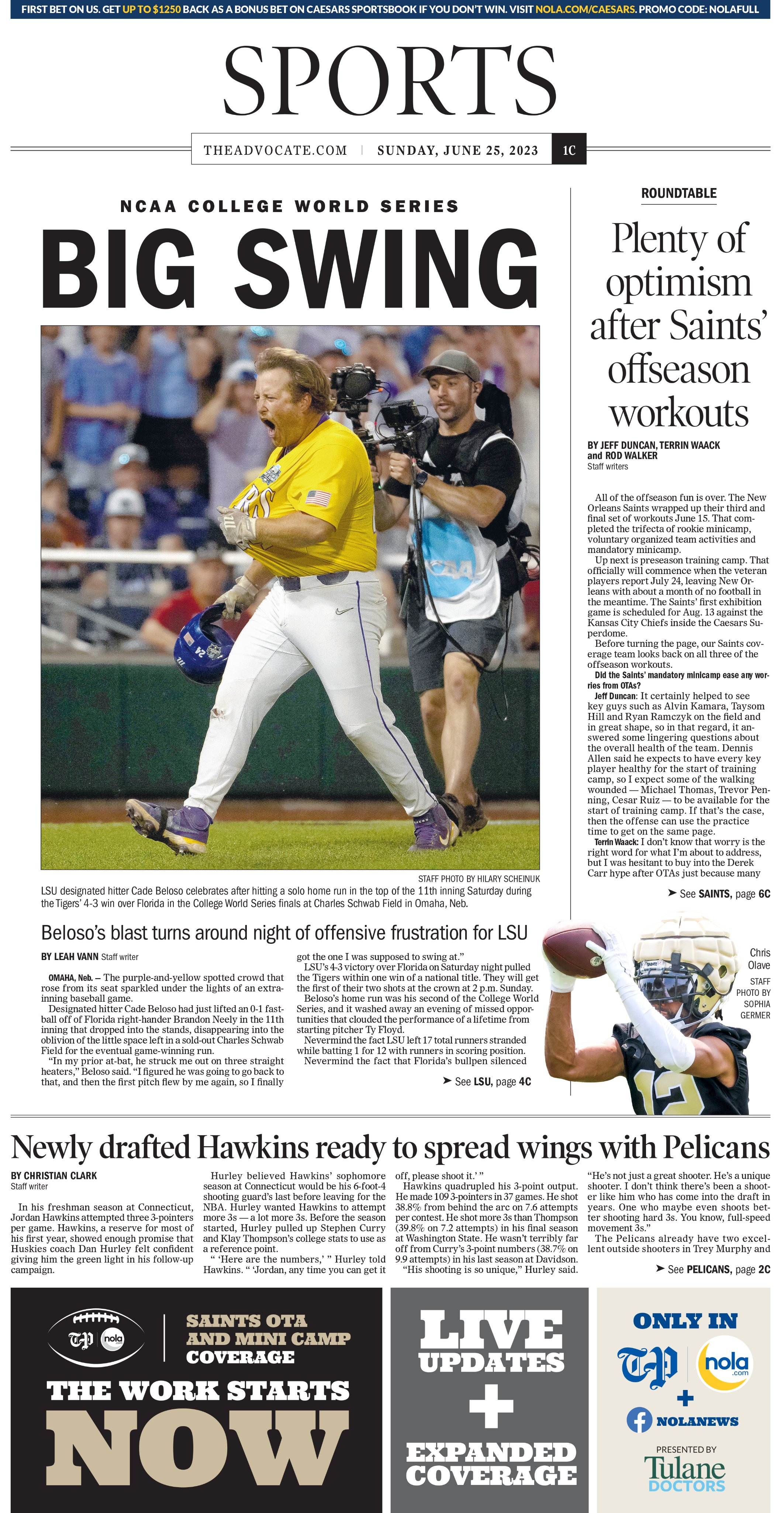 Are the Saints in Trouble? - Back Sports Page