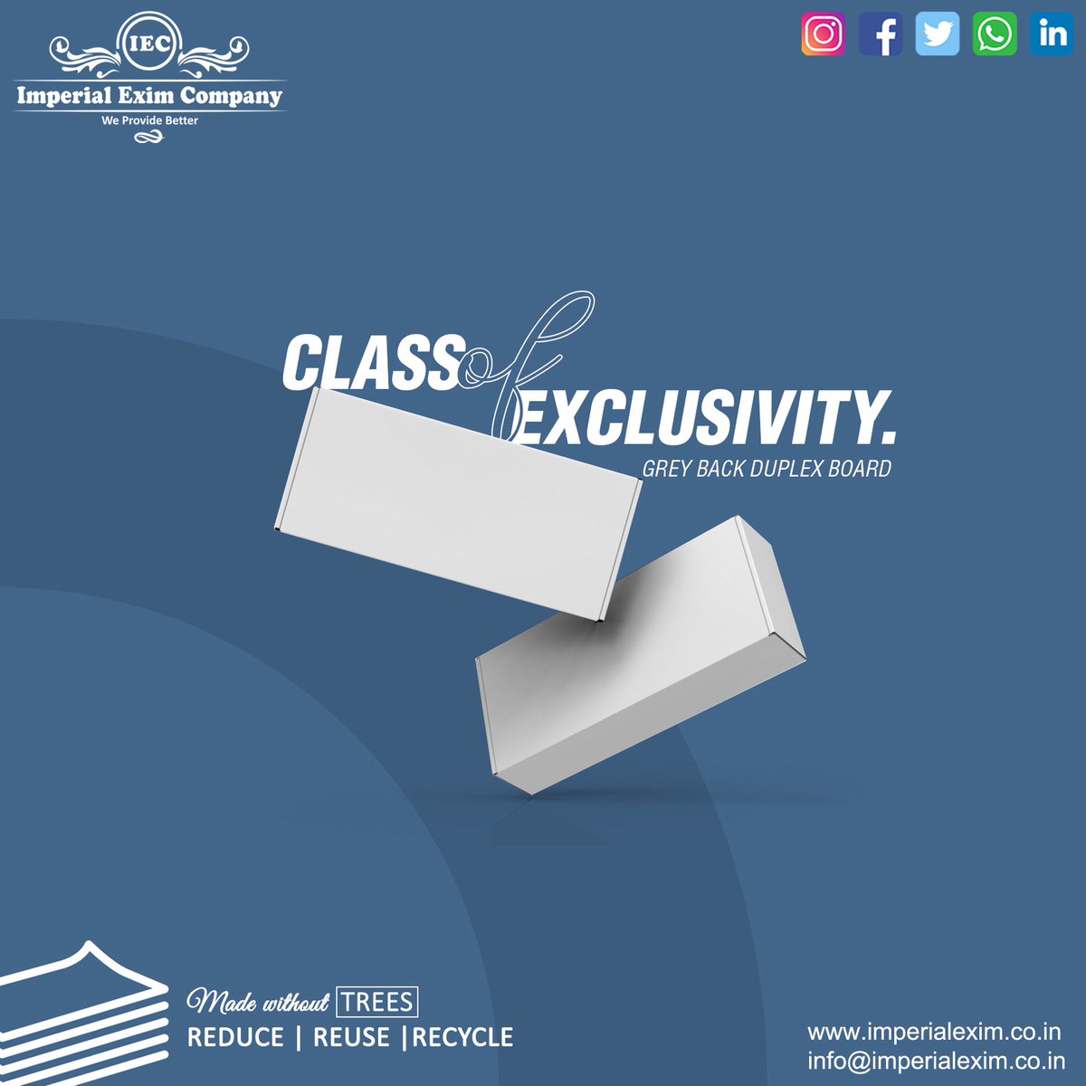 EximCompany's tweet image. IMPERIAL EXIM COMPANY
@ +91 82008 30230 - WhatsApp
@ info@imperialexim.co.in / paper.imperialexim.co.in

#duplex #duplexpaper #duplexpaperboard #whitepaper #paperboard #paper #paperproducts #whitepaper #whitepaperbag #whitepapermanufacturer #manufacturer #exporters