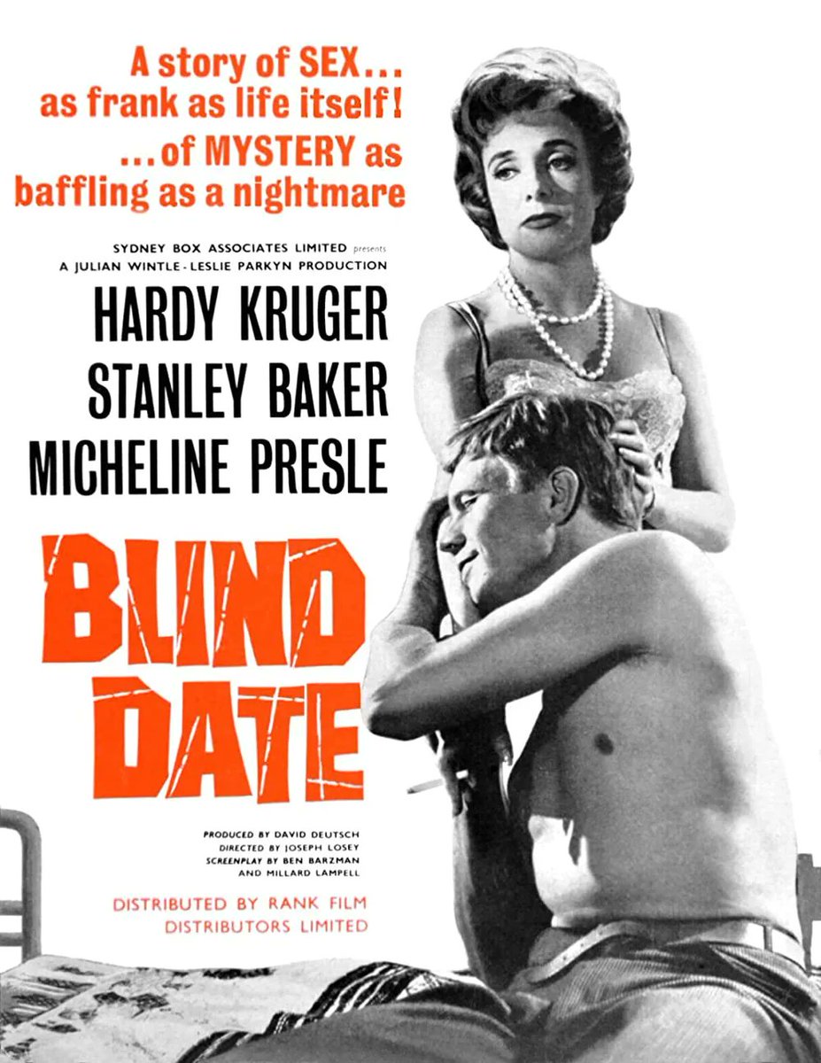 A complex case of murder! #StanleyBaker #HardyKruger #MichelinePresle BLIND DATE (1959) 8:15am thriller #TPTVsubtitles