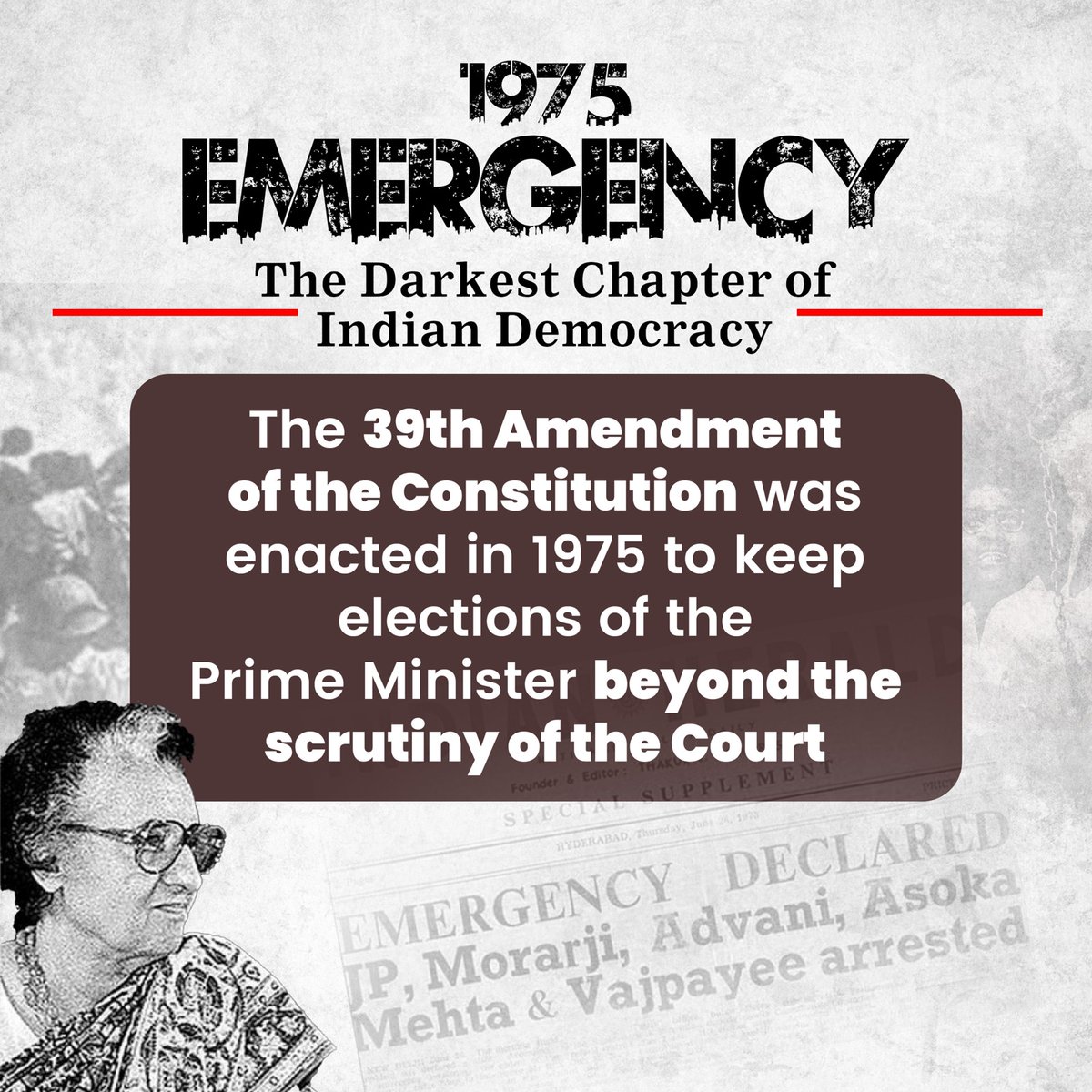 The Supreme Court was made a mute spectator!
The 39th Amendment of the Constitution was enacted to keep elections of the PM beyond the scrutiny of the Court.

#DarkDaysOfEmergency