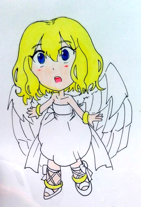 以前の呉竹のアレなんだけど、セットについてる色が濃すぎたので色目を軽くしてみたが、とりあえず正解ぽい。あとはぼかしとかその辺覚えていけばいいかもしれんね  というかこういうテストは自分のキャラでやろうねばえるさん?