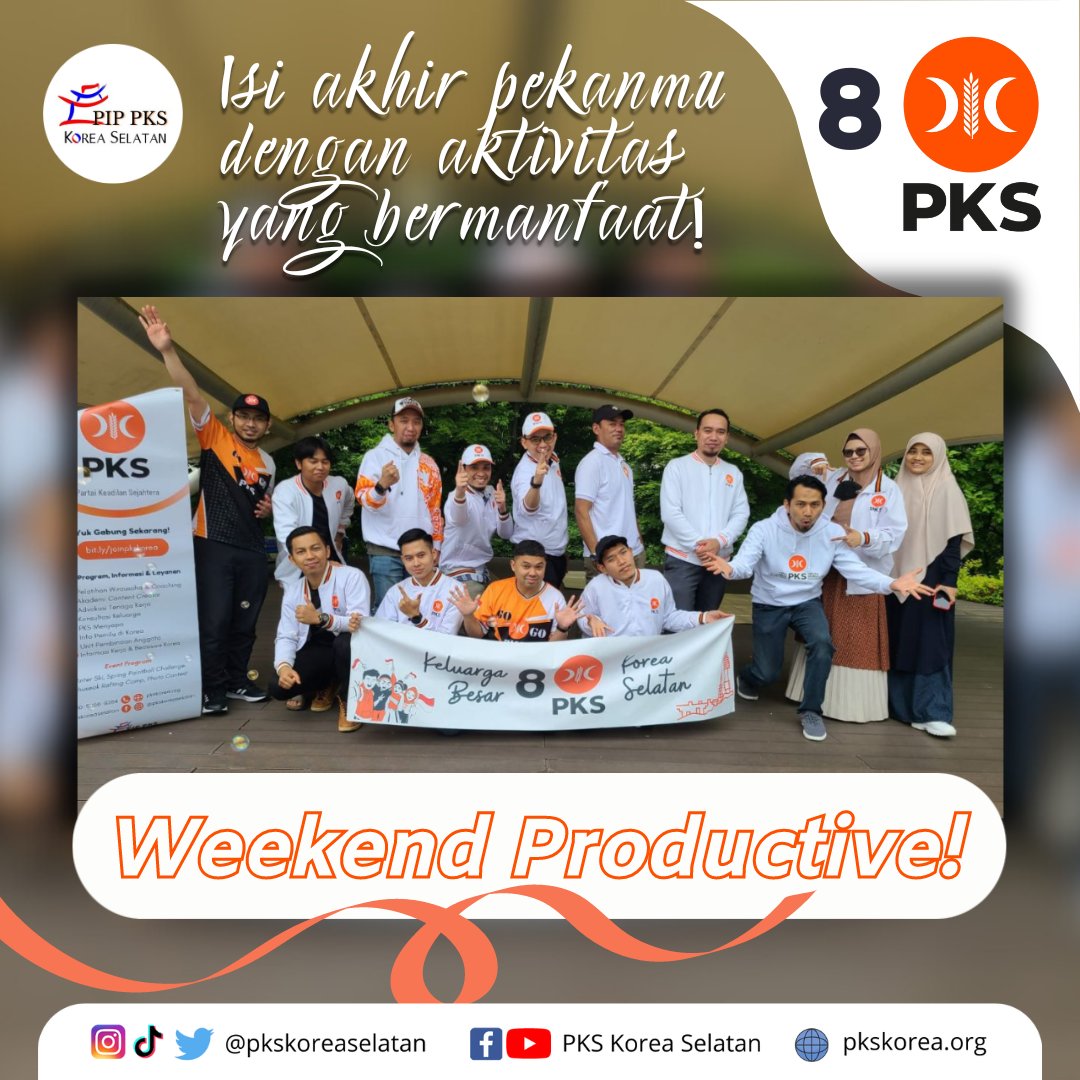 PksKoreaSelatan's tweet photo. Weekend ini, yuk lakukan kegiatan yang produktif yeoreobun!
Bisa berkegiatan bersama keluarga, kerjakan proyek sosial atau berkumpul bersama teman-teman perjuangan!
Semoga weekendnya bermanfaat ya! π #weekendproductive #familytime - https://t.co/a2amepWYtu https://t.co/eJiy8fXdbQ