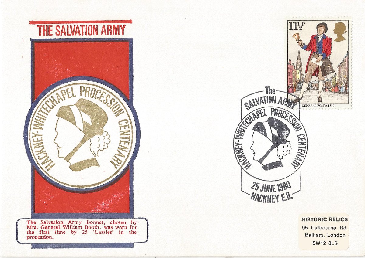 Postmark/Cover of The Day
25  June 1980
The Salvation Army Hackney-Whitechapel Procession Centenary Hackney E8
Geoff (GBCC) gbcovercollector.co.uk
#specialeventpostmark #specialevent #gbcovercollector #stamp #stamps #POSTMARK #postmarks #covercollector #GBCC #postmarkoftheday