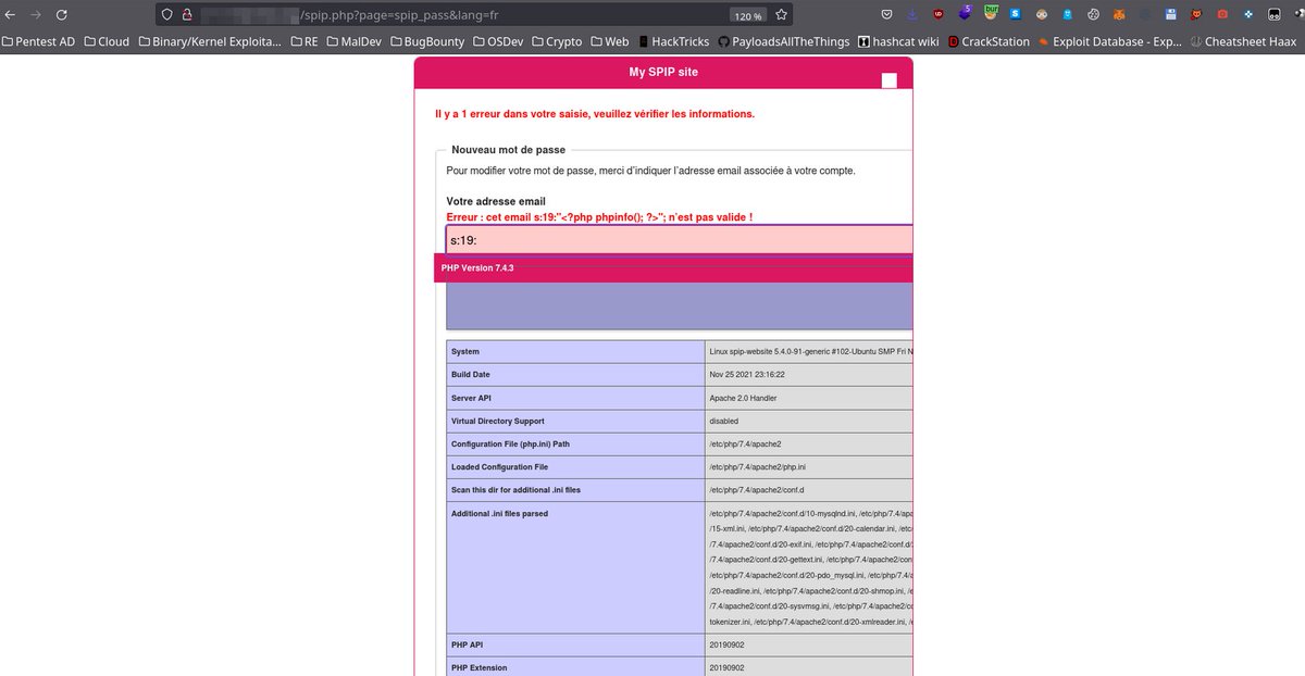 7h3h4ckv157's tweet photo. CVE-2023-27372

SPIP before 4.2.1 allows Remote Code Execution via form values in the public area because serialization is mishandled.
https://t.co/o60hlyc9KS

#cybersecurity #Pentesting #Hacking #bugbountytips #infosec #pwn #CTF #cybersecuritytips #redteam #coding #100DaysOfHacking #vulnerabilities #BugBounty #opensource #CVE #100DaysOfCyberSecurity #CyberSecurityAwareness