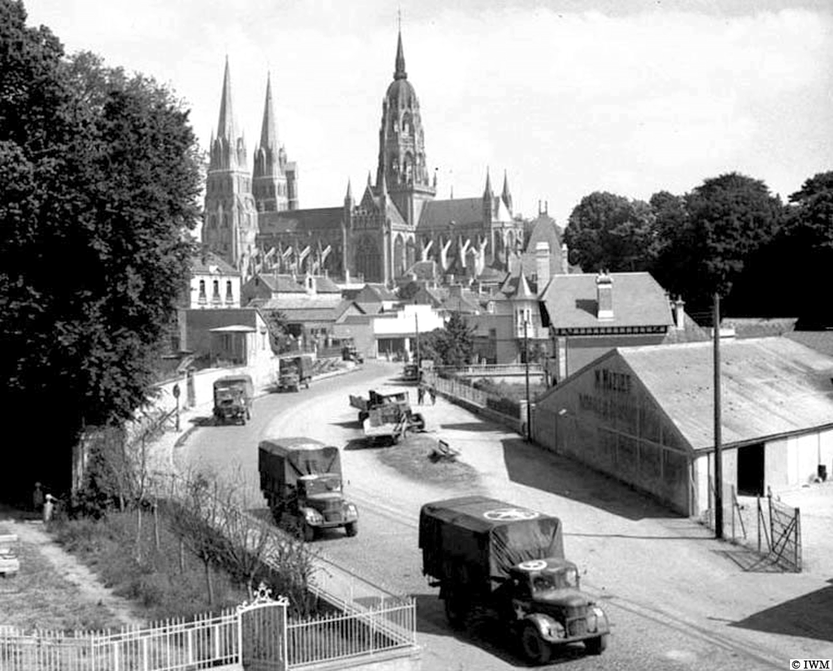 #OTD in 1944, Bayeux, France. Lorries carrying supplies to the front. #WW2 #HISTORY