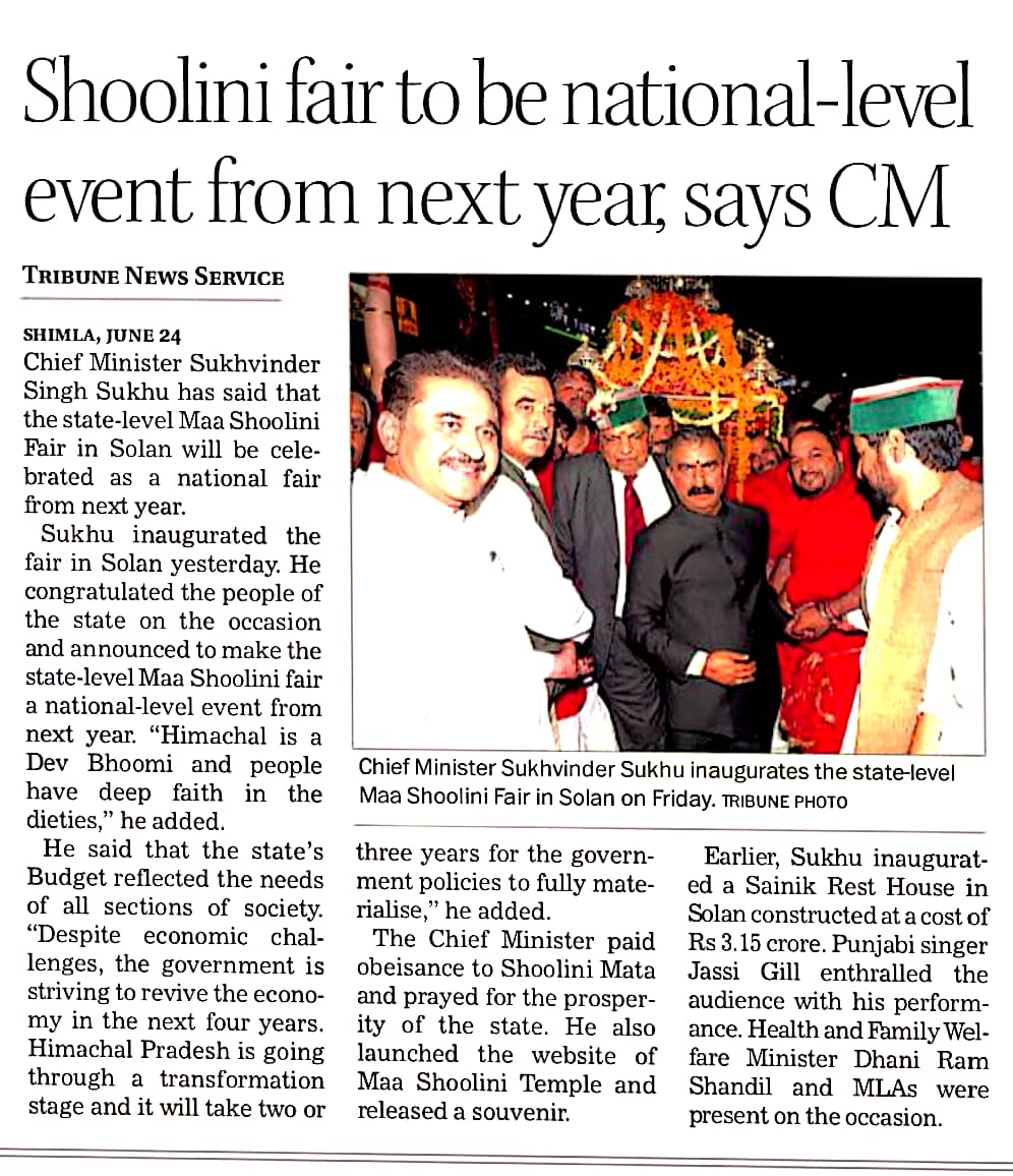SukhuSukhvinder's tweet photo. #Media_Coverage
#shoolinifair
#shoolinimatasolan
#OurCultureOurHeritage
#fair_and_festival
#nationallevelfair https://t.co/bOhyjavS2m